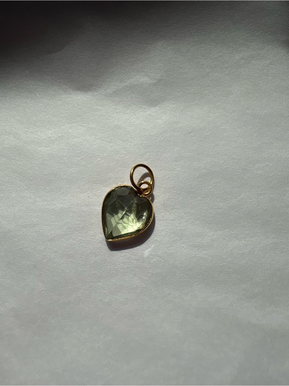 18k gold green amethyst heart pendant
